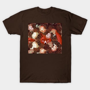 RED FOXES AMONG BROWN WHITE LEAVES AND FOLIAGE T-Shirt